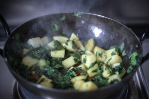 aloo methi/ sautéed potatoes and fenugreek leaves