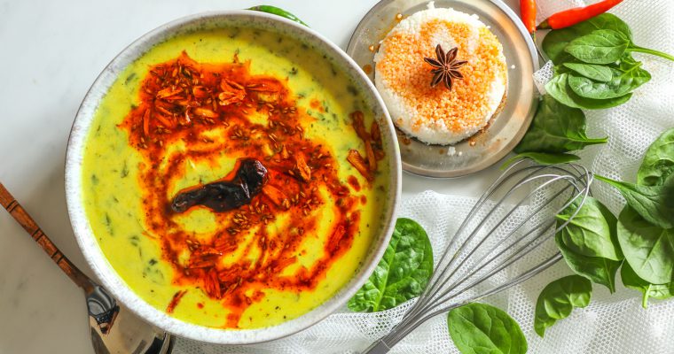 Garlic Spinach Kadhi/ Lehsuni Palak kadhi Recipe