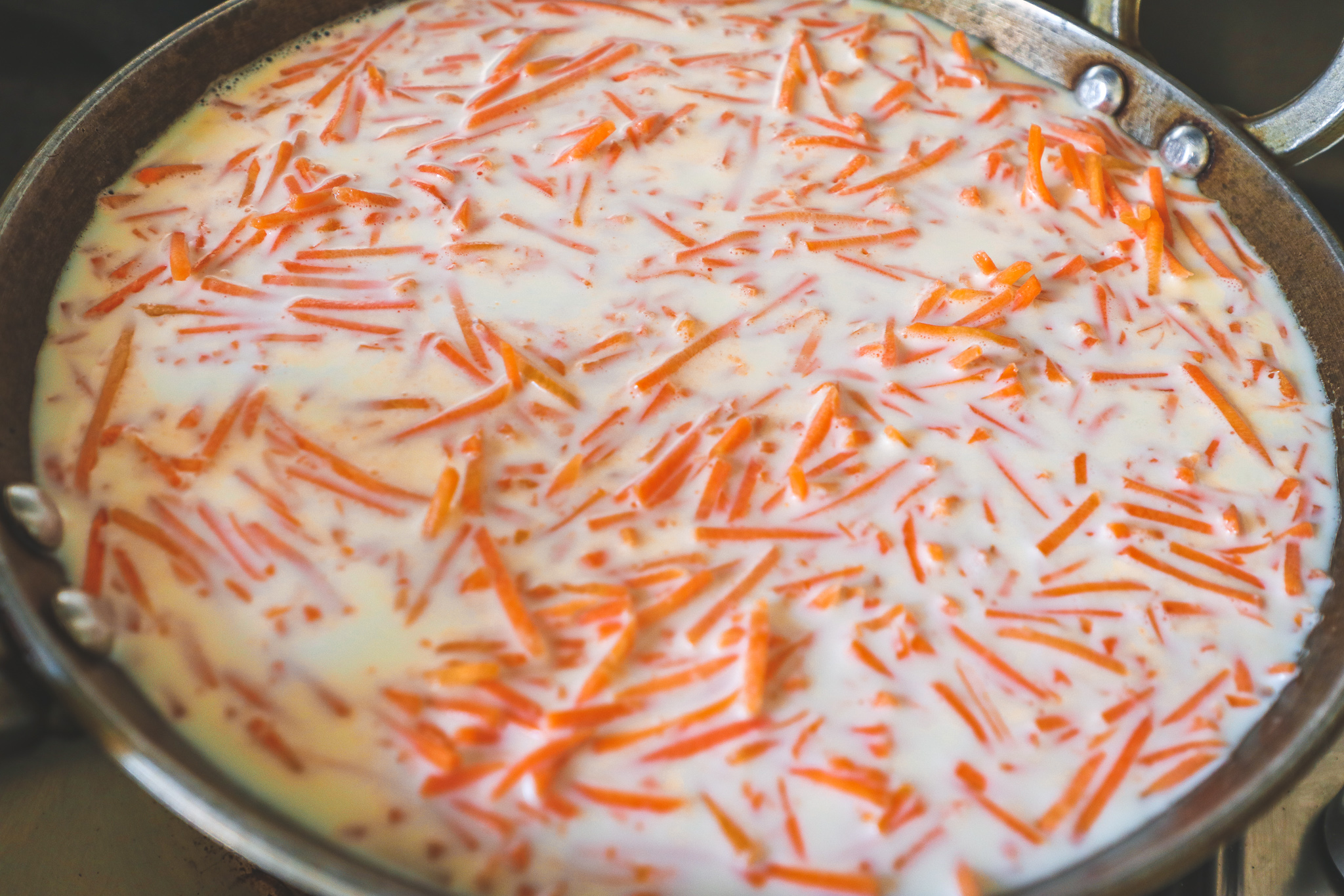 Grated Carrots soaked in milk