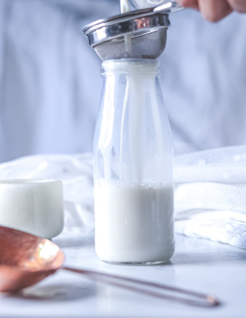strain the milk using a strainer