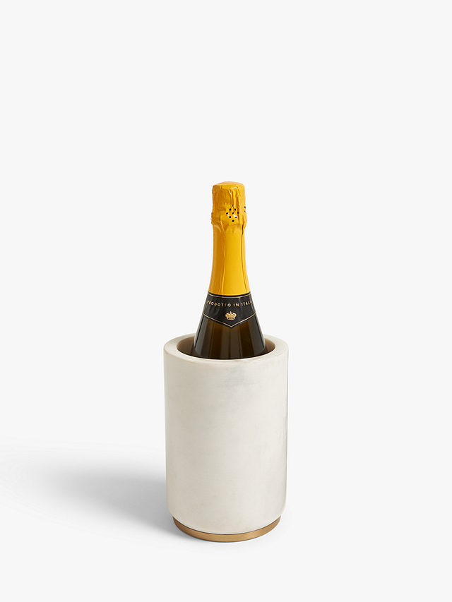Marble & Stainless Steel Wine Cooler, Gold/White