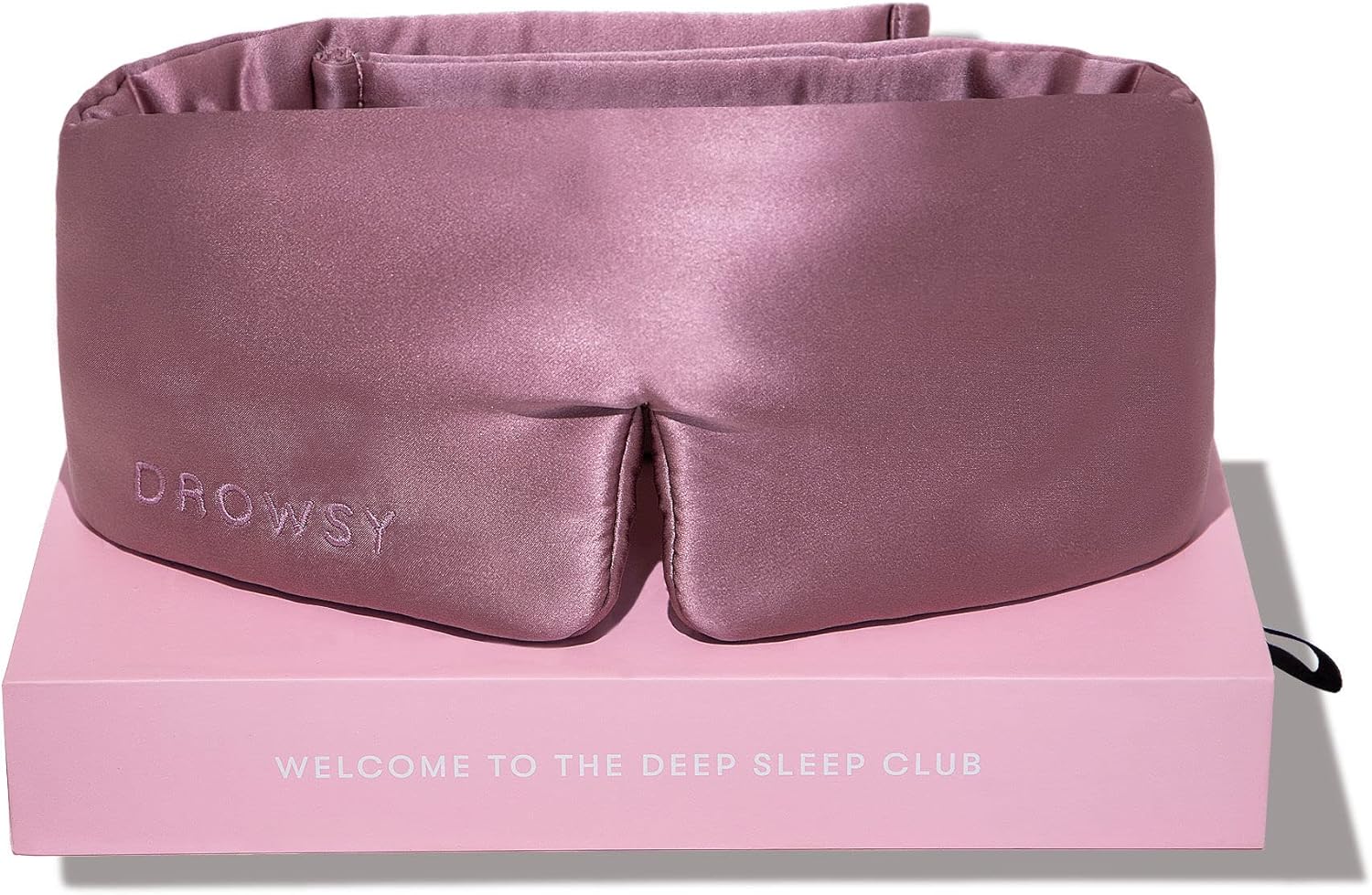 DROWSY Silk Sleep Mask. Face-Hugging, Padded Silk Cocoon for Luxury Sleep in Total Darkness (Damask Rose)